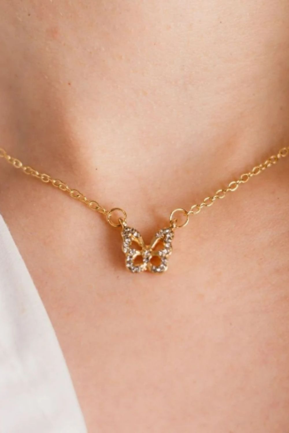 The Colourful Aura Silver and Gold Sparkly Dainty Butterfly Minimalistic Pendant Necklace