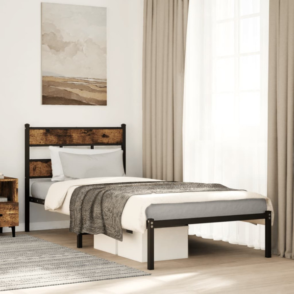 Metalowa rama łóżka bez materaca przydymiony dąb 80x200 cm