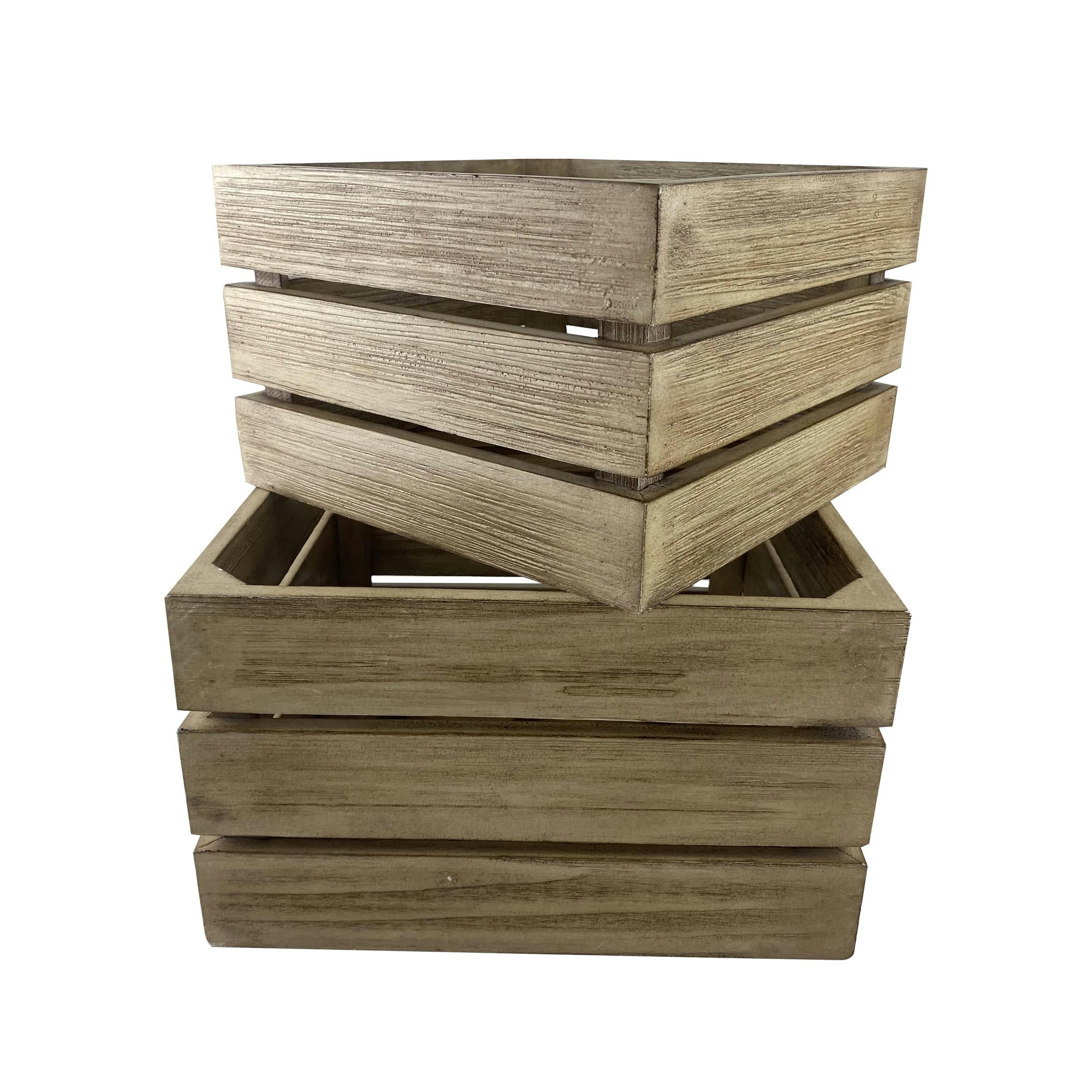 CLAIRISSE - Lot de 2 caisses en bois beige