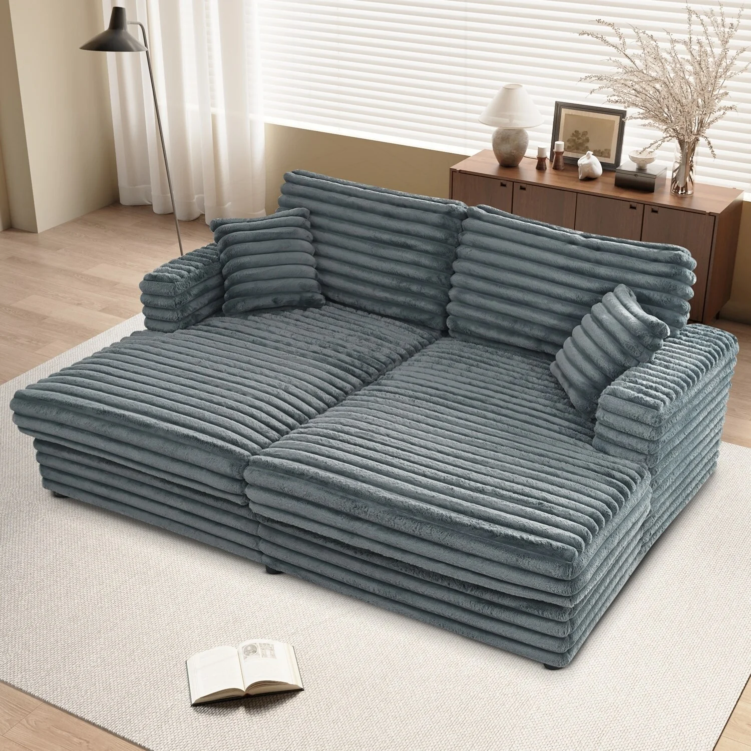 Comfortable Oversized Sofa with Plush Pillows for Relaxing Moments