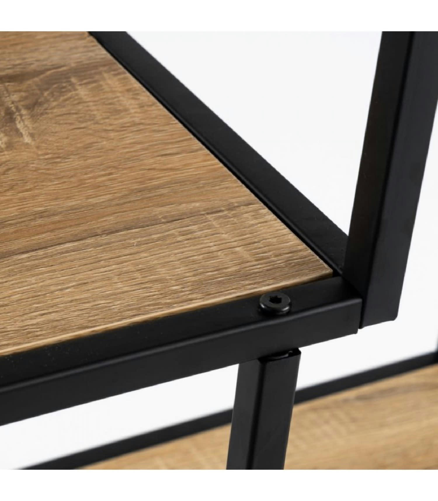 BOIS - Étagère métal noir et bois 4 plateaux H114cm
