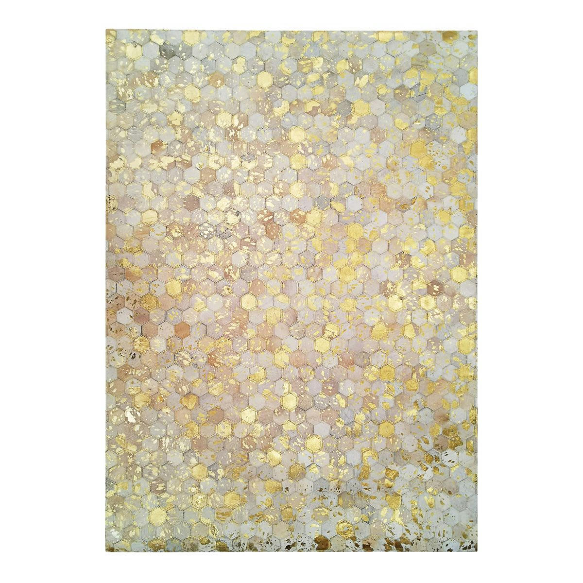 CUIR - Tapis recyclé cuir motifs hexagone or 120x170