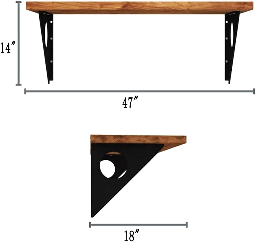 Industrial Rustic Wall-Mounted Table, Dining Table Desk, Pine Wood Wall-Mounted Bar Tables (47X18)