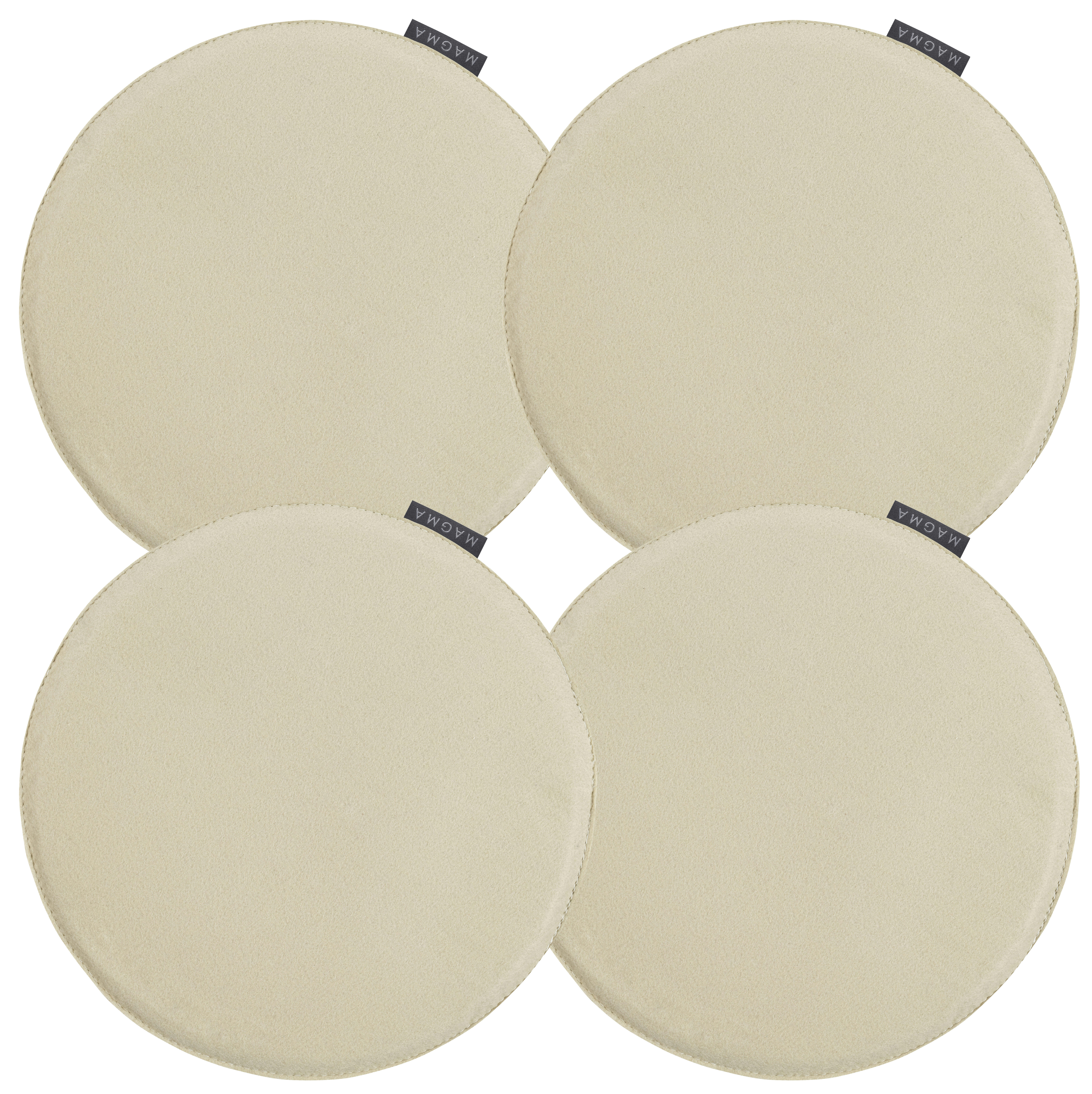 AVARO - Galettes de chaises rondes beige naturel - Lot de 4 -Ø 35cm