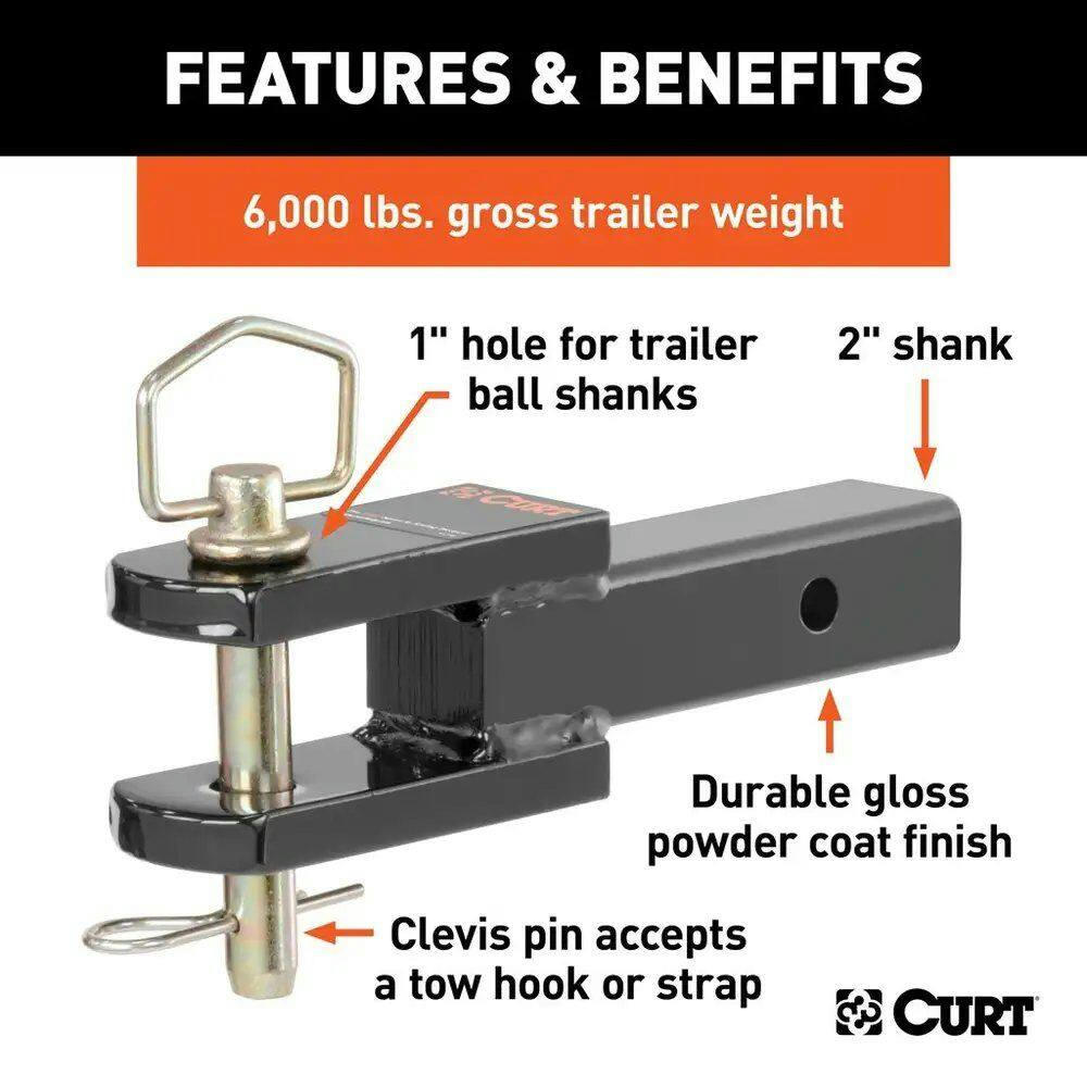 CURT Clevis Pin Ball Mount with 1-in Pin (2-in Shank, 6,000-lb)