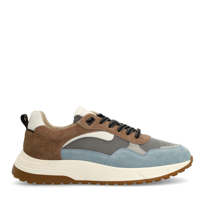 Manfield Blauwe suède sneakers
