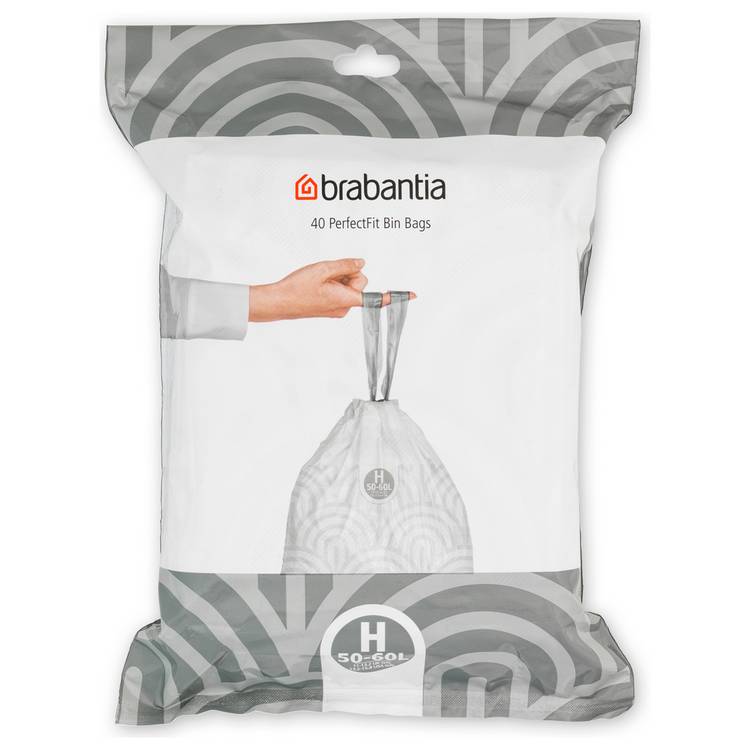 Brabantia 60L Perfect Fit Bin Liners Size H - Pack of 40