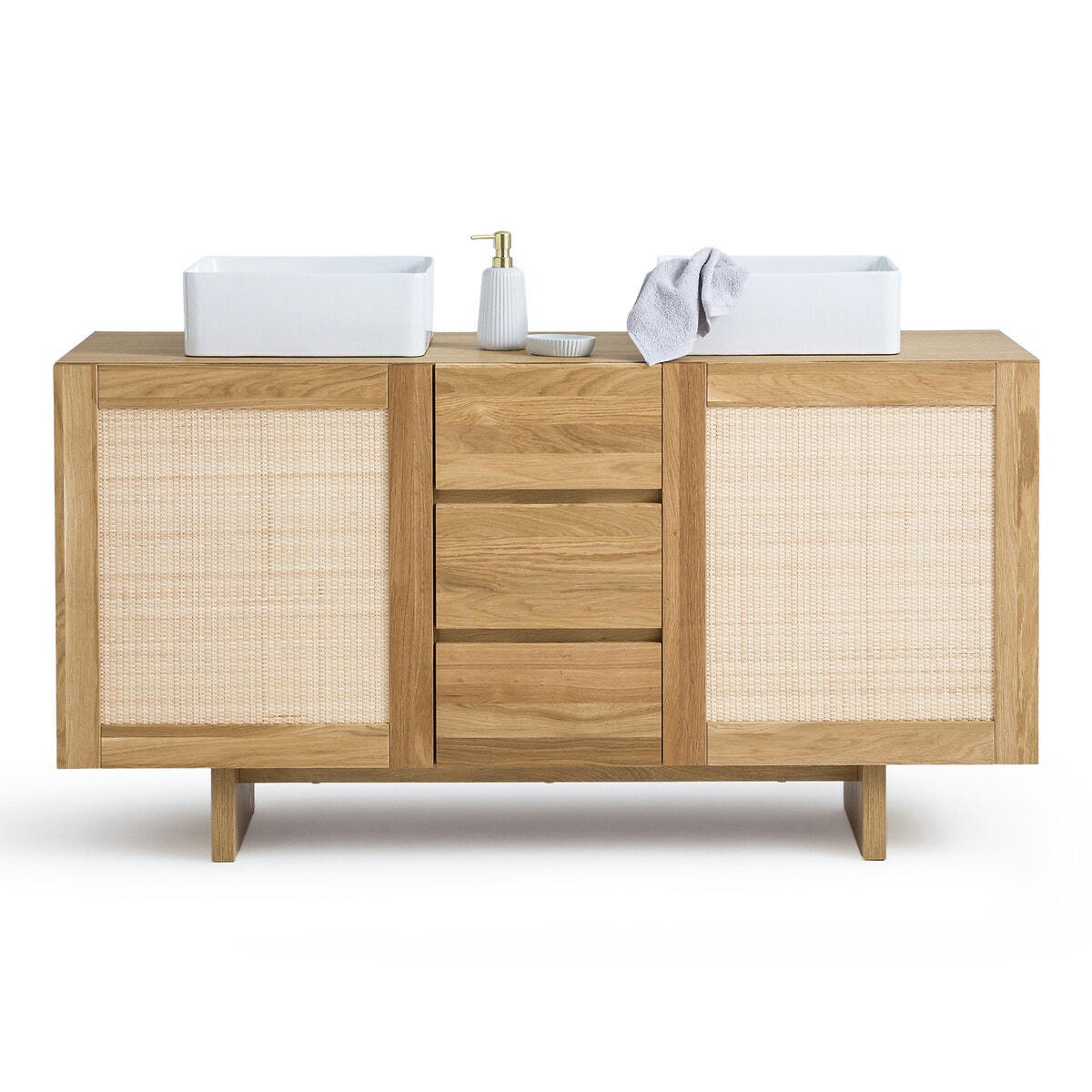 Meuble double vasque cannage L145cm, Arty