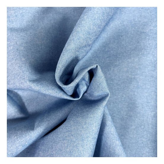 Blue Chambray Cotton Fabric by the Metre