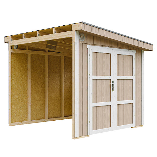 Abri de Jardin Qualité Premium 5,9 m² - H231x248x294 cm - Sans plancher eparoi latérale M938B-TERRA BROWN - Timbela
