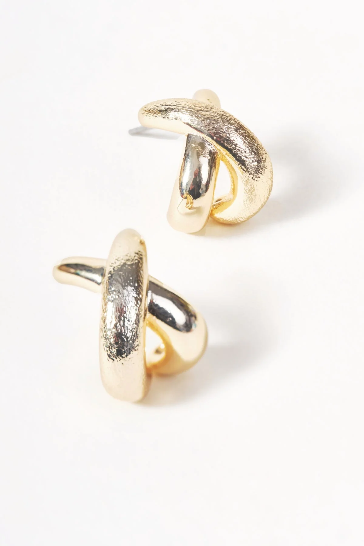 Gold Twist Stud Earrings