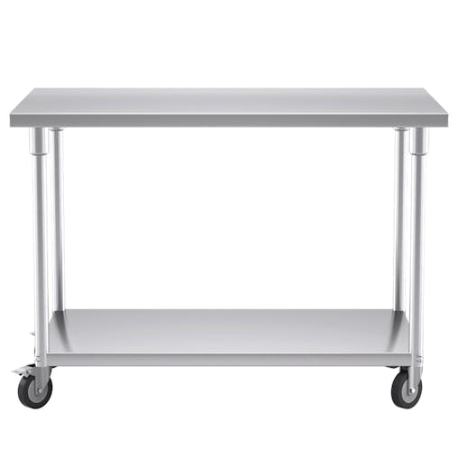 SOGA Commercial Stainless Steel Prep Bench with Wheels 120cm