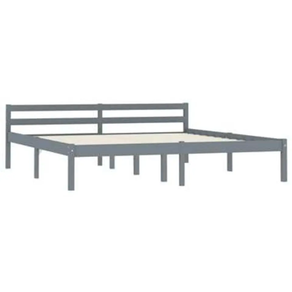 vidaXL - Bed frame met hoofdeinde - Grijs - Massief grenenhout - 160x200 cm