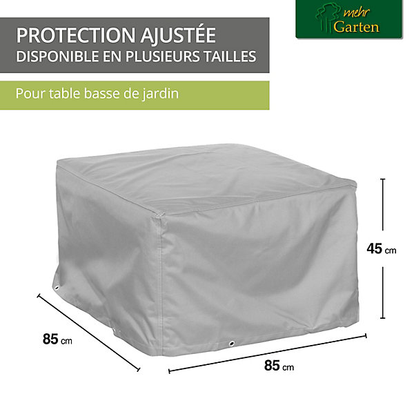 Mehr Garten - Housse de table de salon Premium PROTECT, dimensions : 85(L) x 85(P) x 45(H) cm I Housse de protection pour meubles