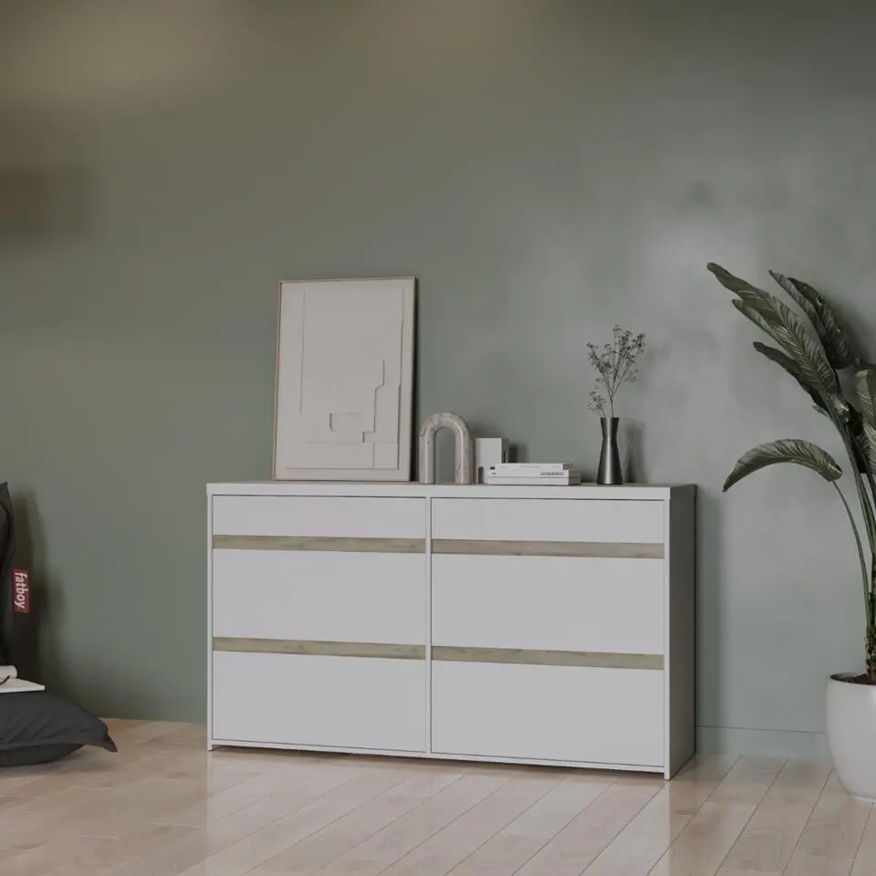 CaliCosy - CLYDE Ladekast 6 laden - Licht hout - 50x154,5x89,2 cm