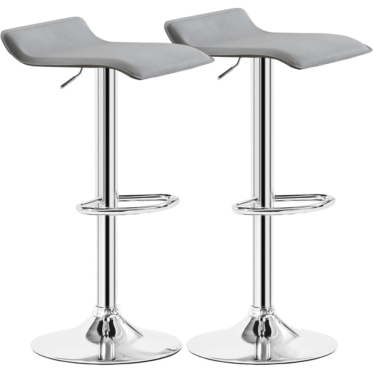 VECELO Barstools, Adjustable Height Faux Leather Backless Modern Swivel Bar Stools (Set of 2/Set of 4) -Five Color Options