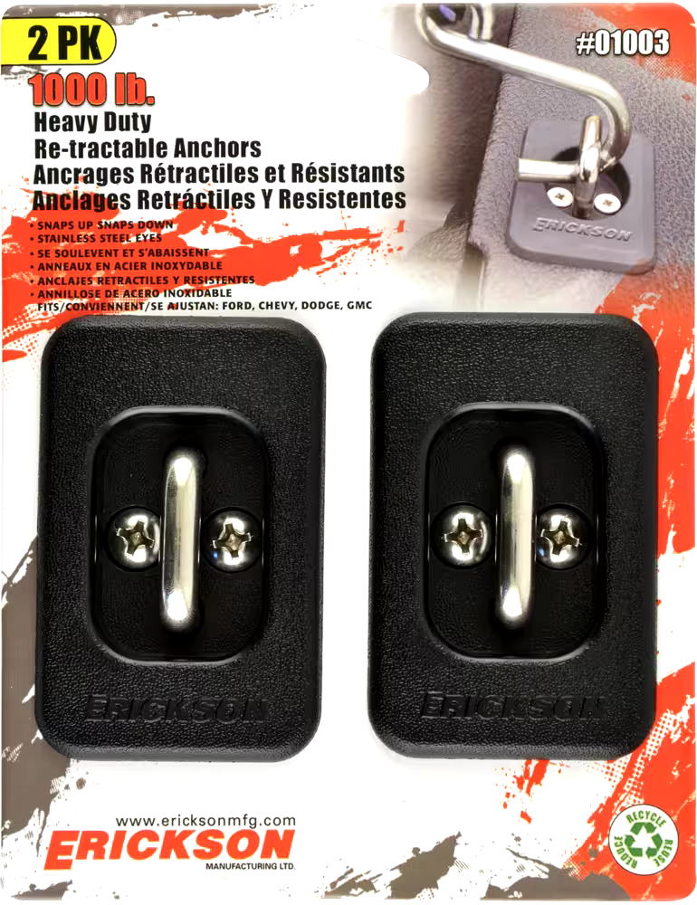 Erickson Retractable Truck Bed Anchor, 2-pk