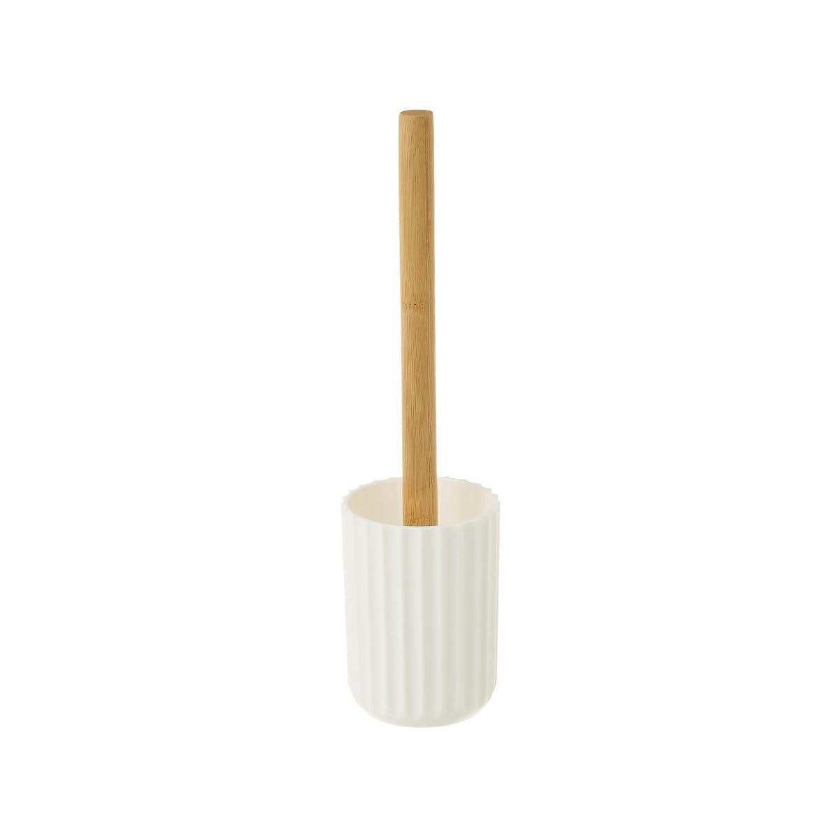 BAMBOU - Brosse WC plastique blanc et bambou