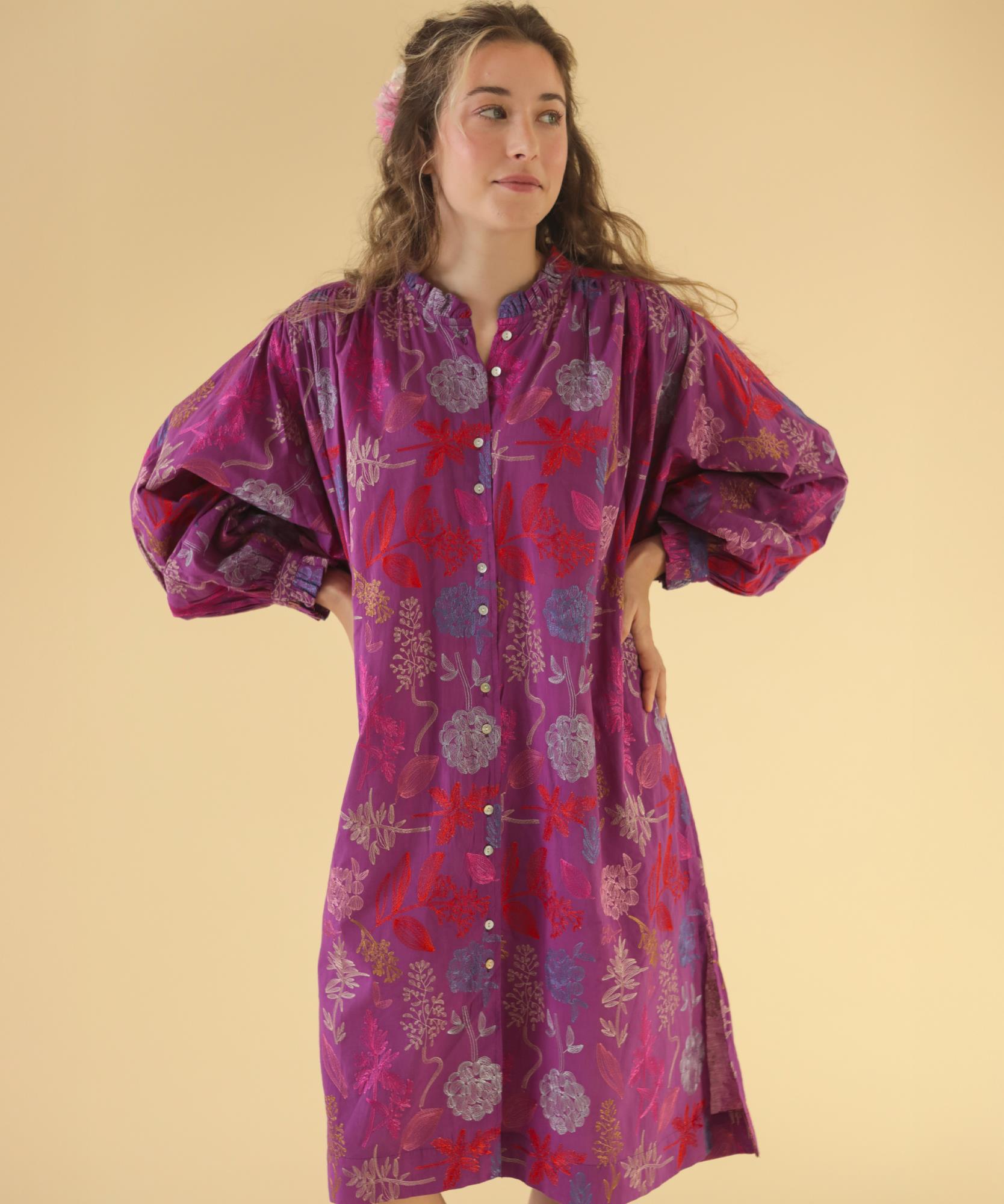 Robe Denisa brodée Floreal - 100% Coton