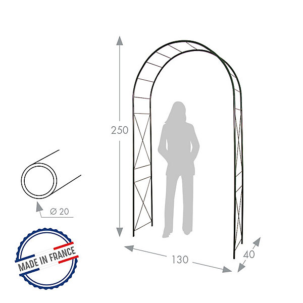 Louis Moulin Arche tube ROND20 losange vert sapin - 130x40x250 cm - Acier époxy