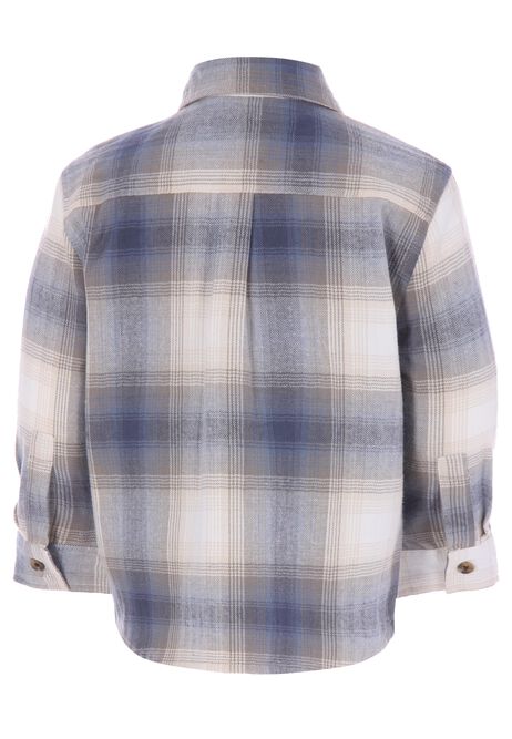 Younger Boys Blue & Beige Long Sleeve Check Casual Shirt