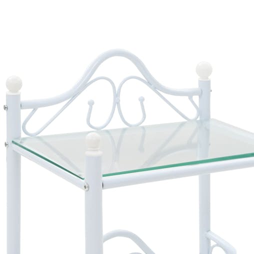NNEVL Bedside Table Steel and Tempered Glass 45x30.5x60 cm White