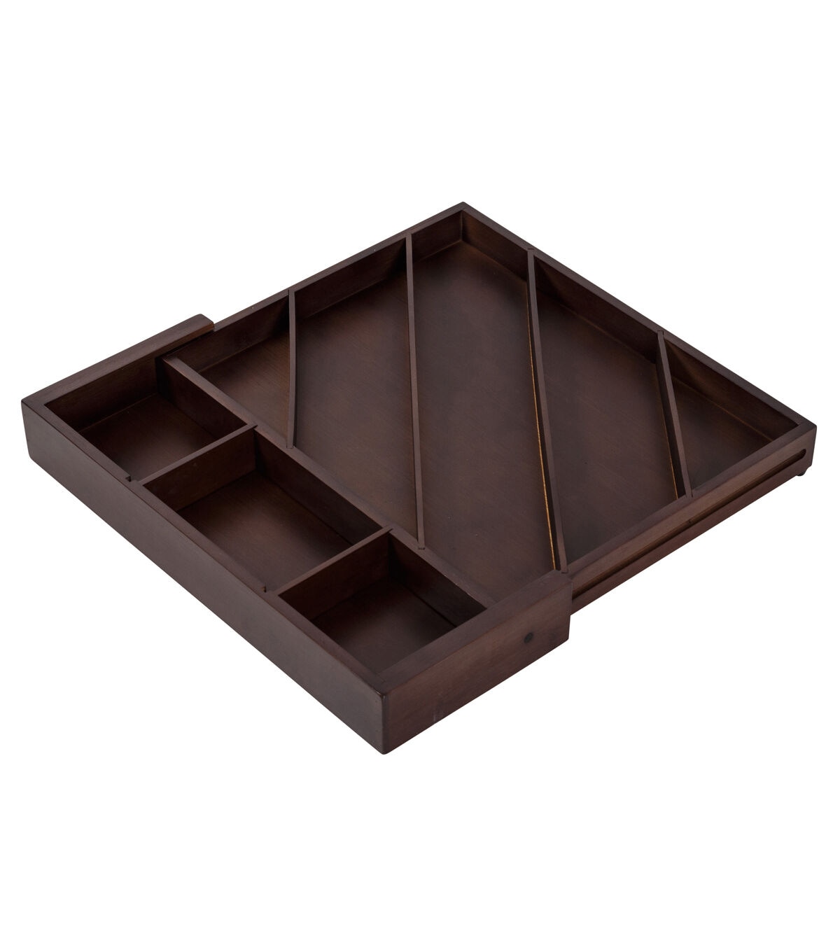 Honey Can Do 17 Walnut Expandable Diagonal Bamboo Drawer Organizer