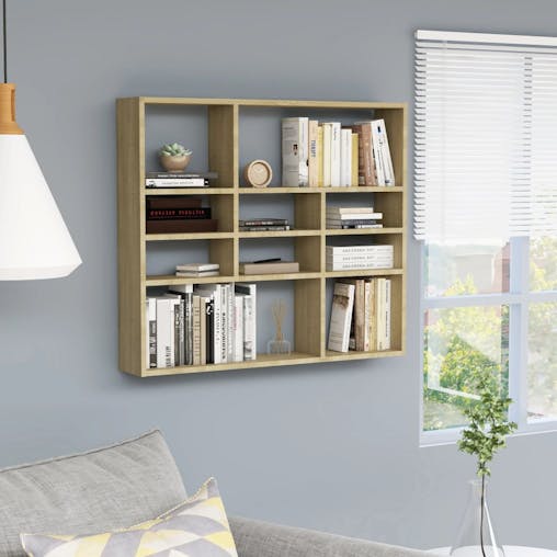 NNEVL Wall Shelf Sonoma Oak 90x16x78 cm Chipboard