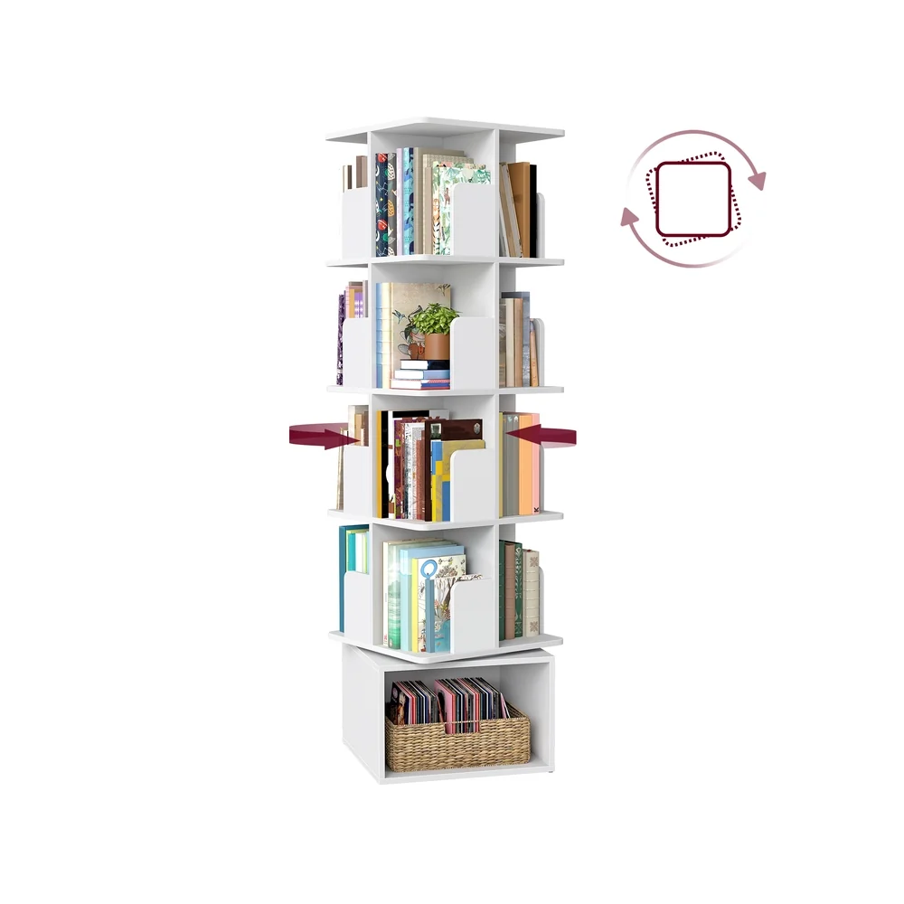 Custos Collection - Bibliothèque rotative avec étagères ouvertes pratiques