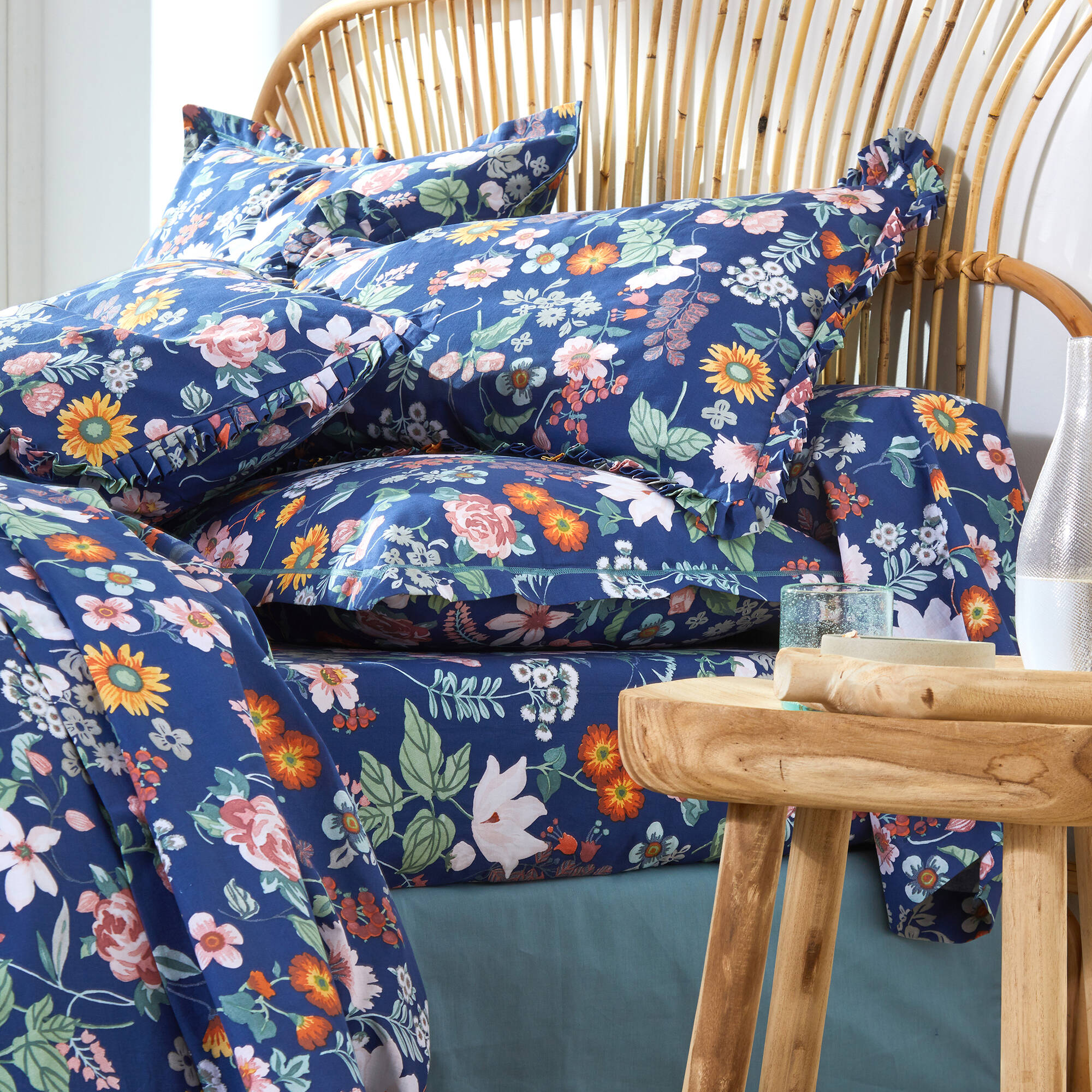 Linge de lit Kelly en coton imprimé floral