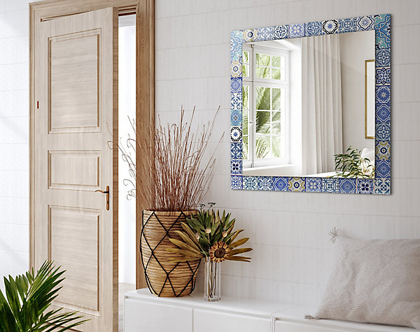 Miroir Décoratif Wallfluent 50x50 - 60x60 Motifs Marocains Déco Entrée, Bureau Imprimé