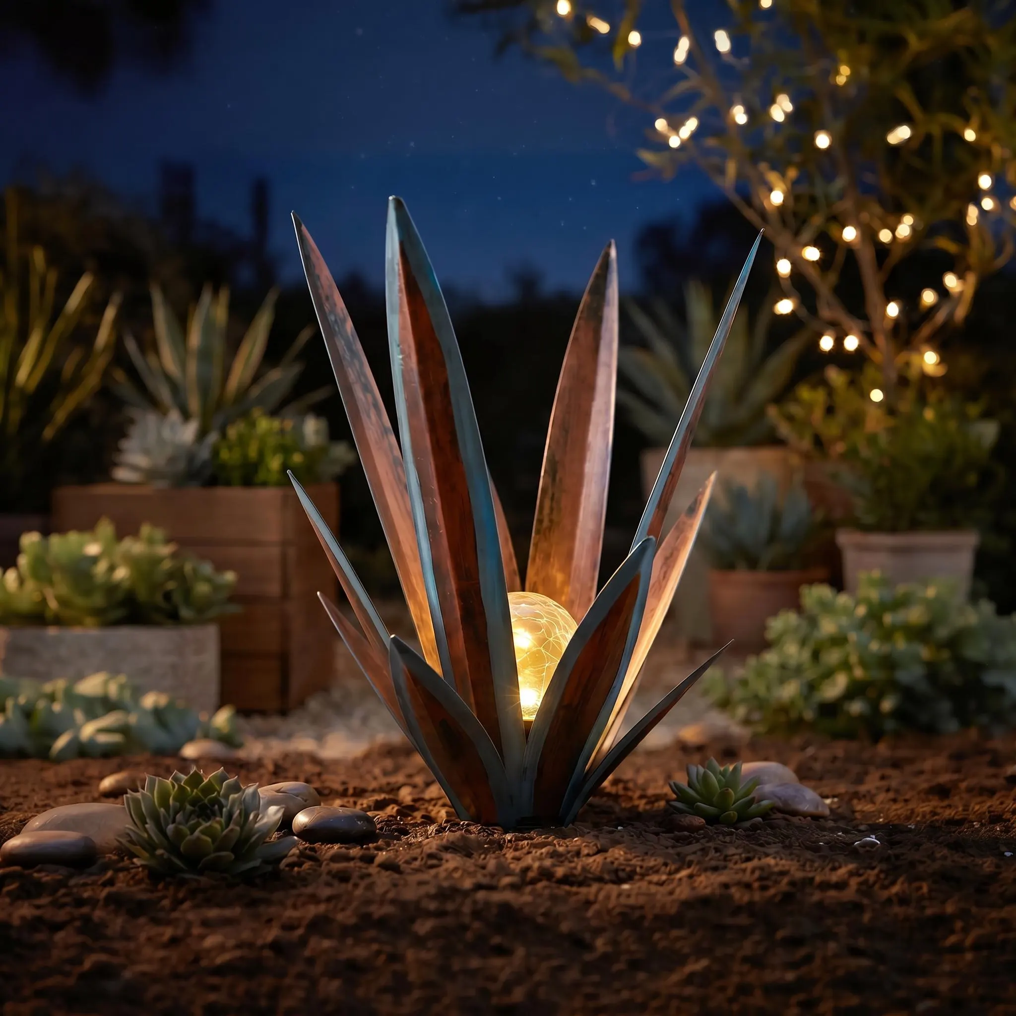 Glowing Solar Agave Garden Light, Outdoor Succulent Decor, Plant Lover Gift