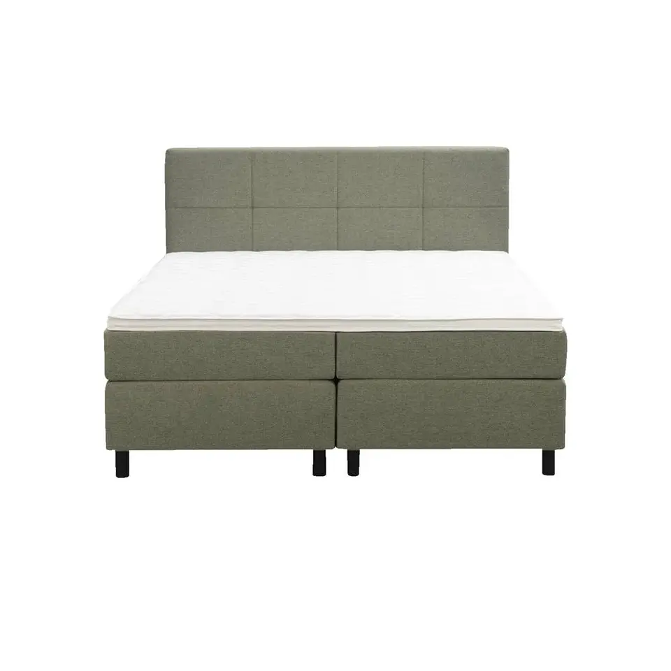 Boxspring Liv geblokt - groen - 180x200 cm - ronde poot