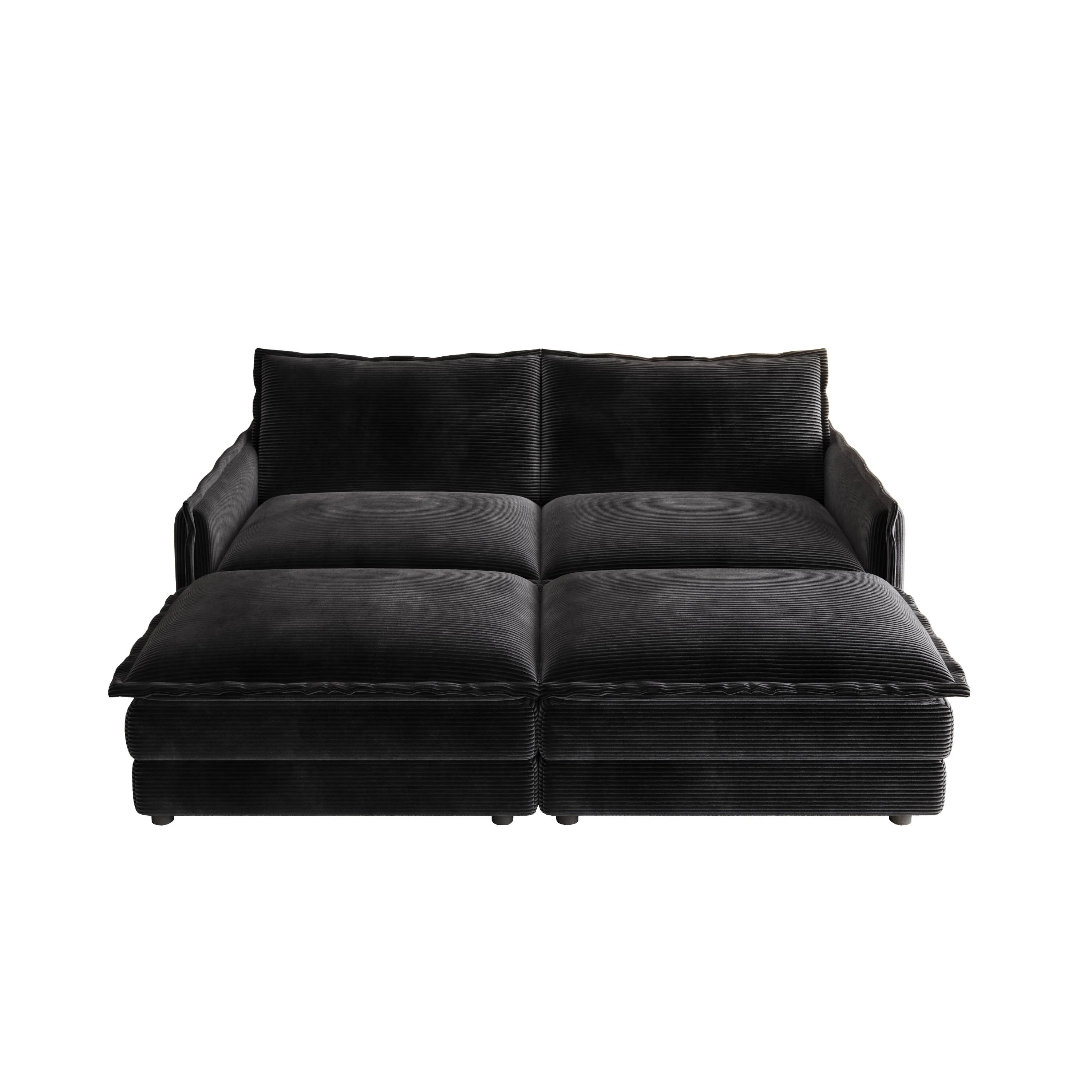 Loveseat Sectional Sofa Couch Deep Seat Cloud Sofa with 2 Ottomans