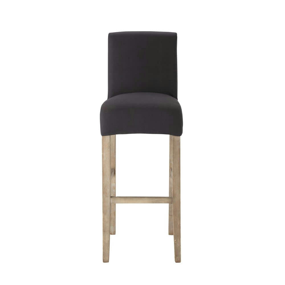 Margaux - Housse de chaise de bar en coton anthracite, compatible chaise de bar MARGAUX