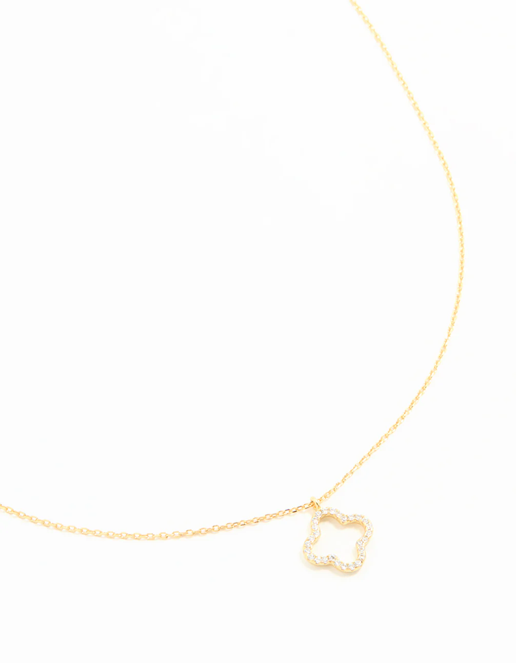 Gold Plated Sterling Silver Cubic Zirconia Flower Pendant Necklace