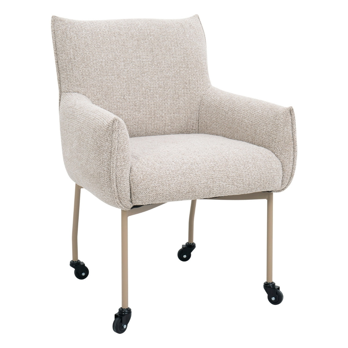 DÉJA Living Eetkamerstoel Arboga - Taupe/Beige - Incl. Wielen - Set van 2