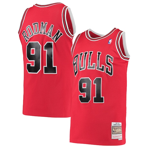 Dennis Rodman Chicago Bulls  Hardwood Classics Swingman Jersey - Red/Black