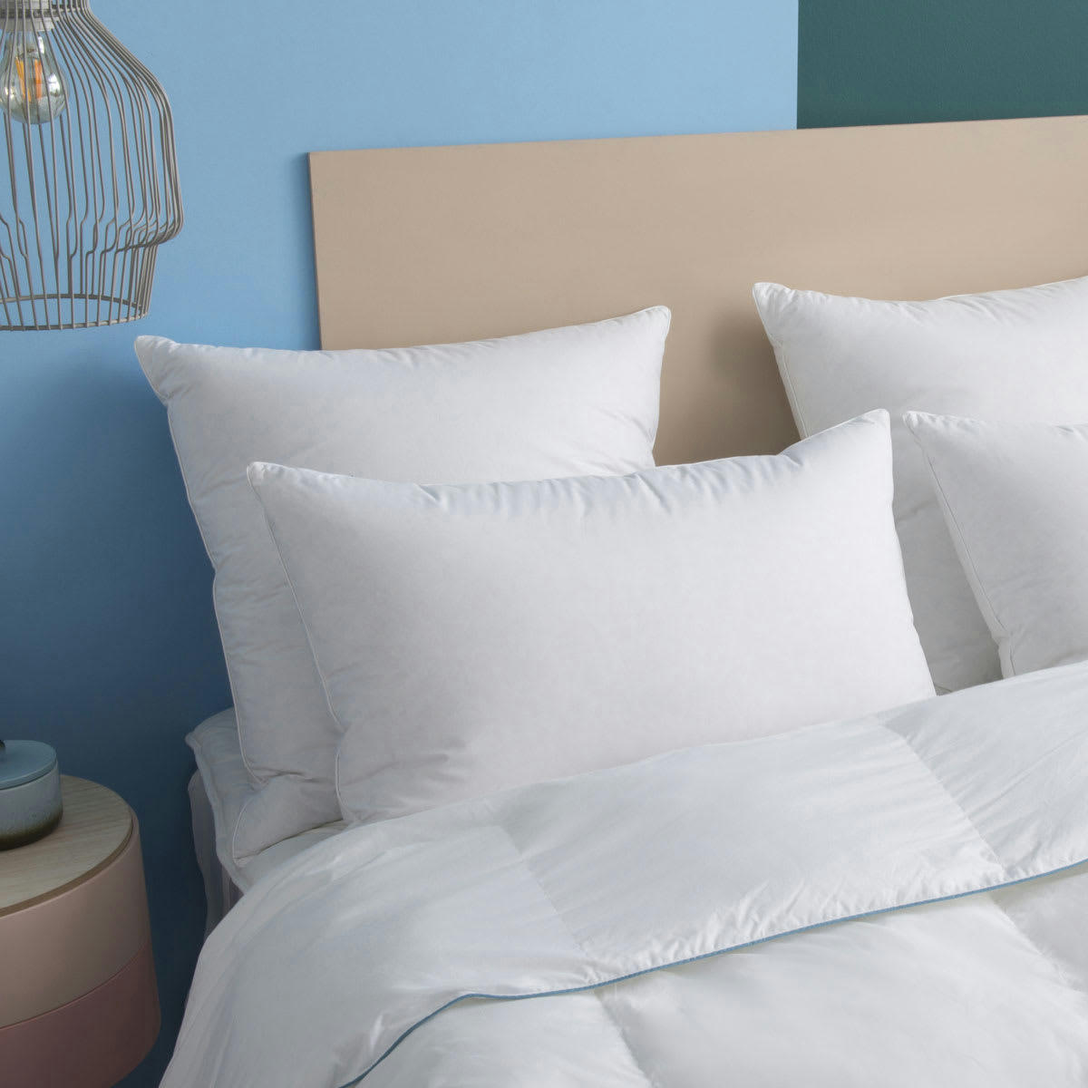 AUGUSTE - Oreiller MEDIUM 70% Duvet - 3 compartiments - Coton  65x65 cm - Wake M