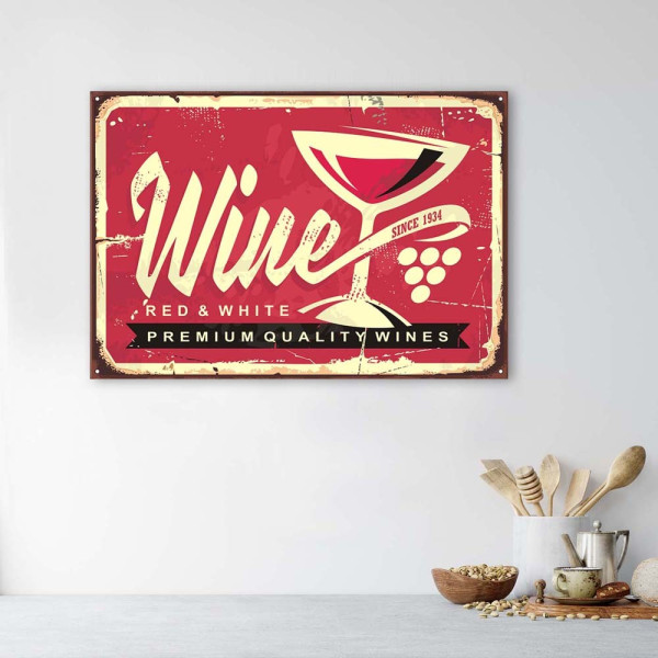 Feeby Obraz Czerwone wino retro 60x40