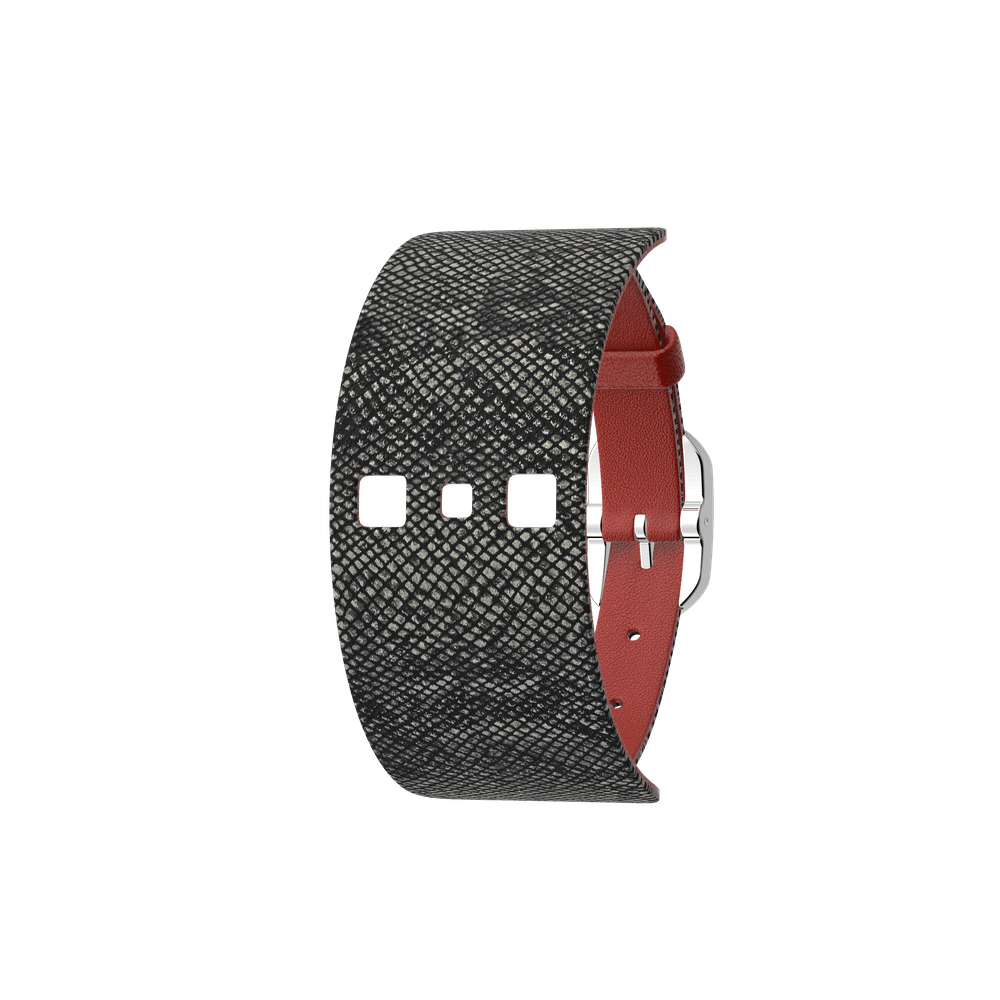 Bracelet Cuir Brique / Reptile, boucle dorée rose