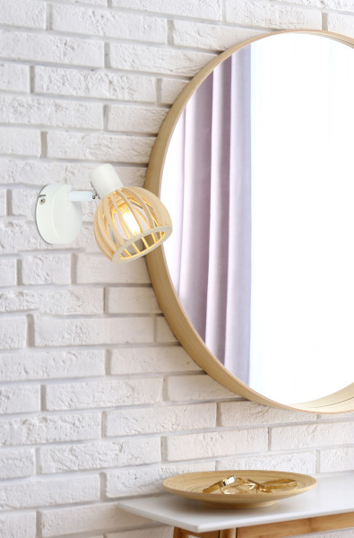 Lampa kinkiet ATARRI 1x25w e14 biały drewno