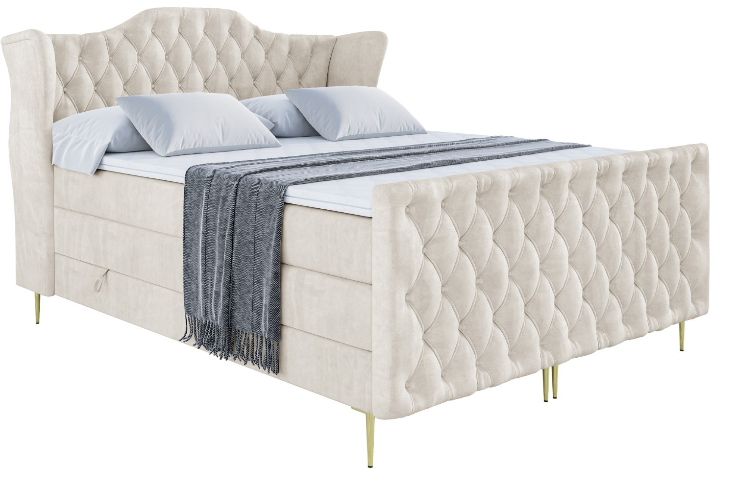 Łóżko kontynentalne - pojemnik, materac, nóżki VILA-1-FS-Z KING 120x200 cm