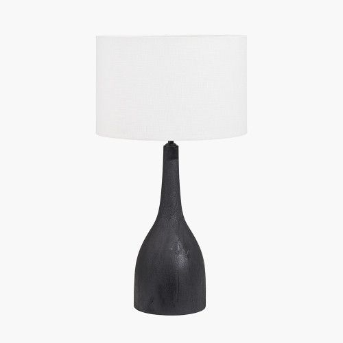 Ruma Mango Wood Curved Table Lamp Base with Linen Drum Shade