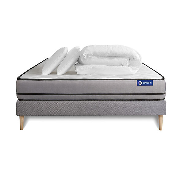 Pack sommier kit matelasRessorts ensachés avec couette et oreillers