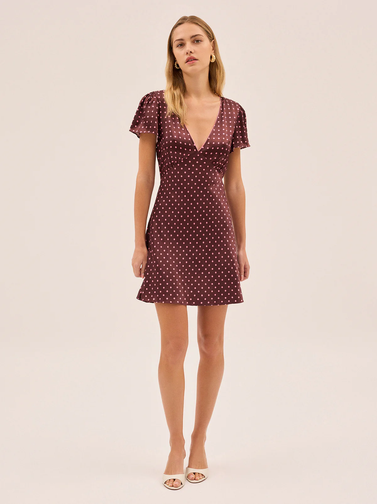 Florence Brown Pin Dot Print Dress
