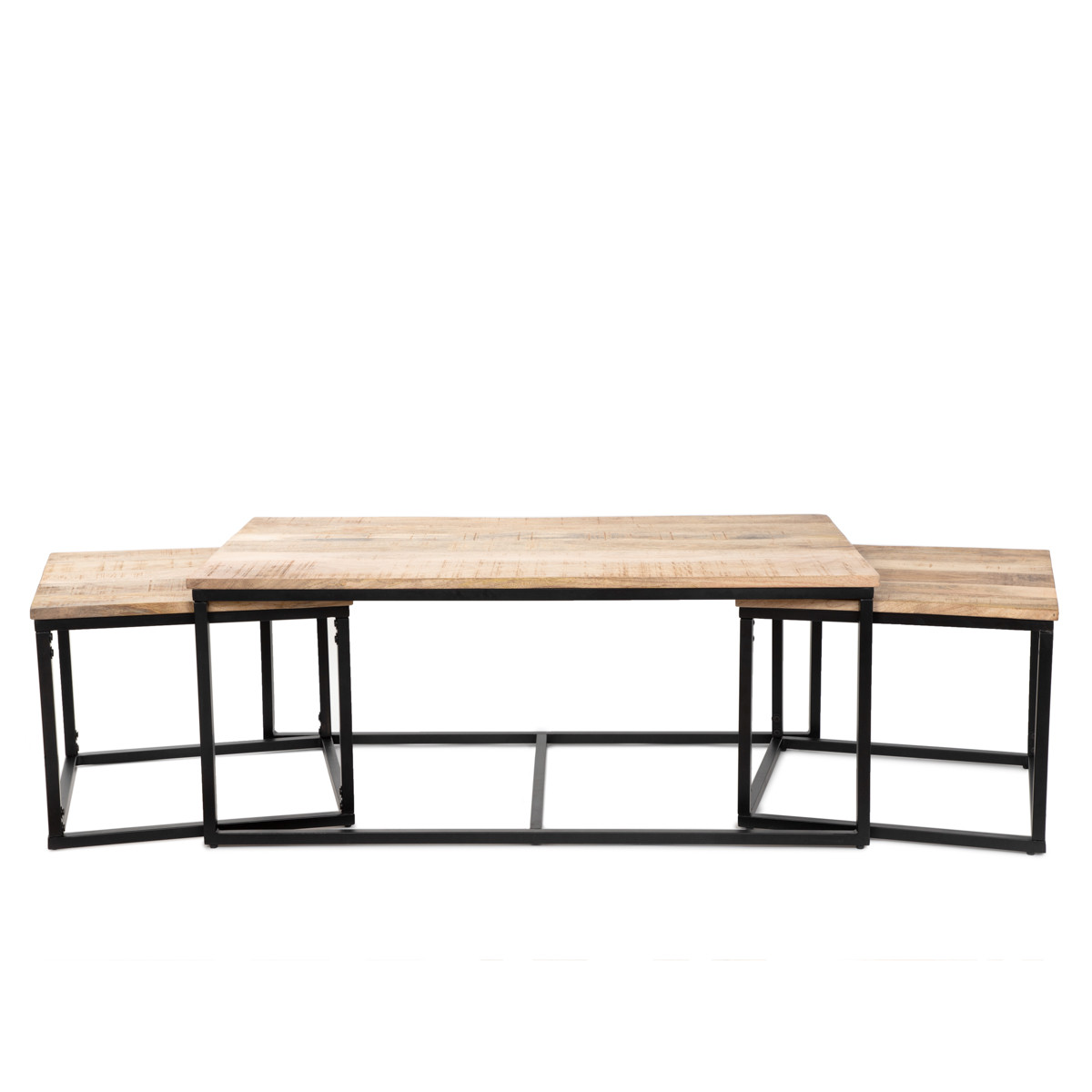 Zestaw stolików kawowych MAYA lite drewno mango   metal 110x60x45 cm HOMLA