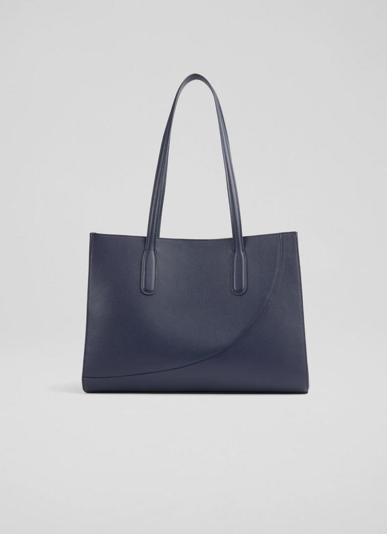 Olivia Tan Grained Leather Oloid Tote Bag