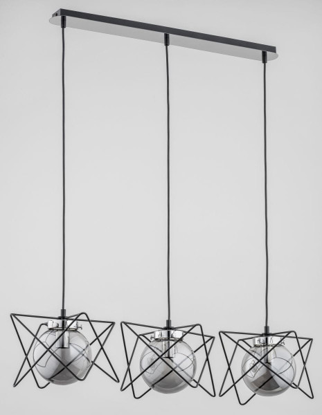 Lampa wisząca czarna-chromowana Sagito 3xE14x40W wym: 90x85x20 cm Alfa