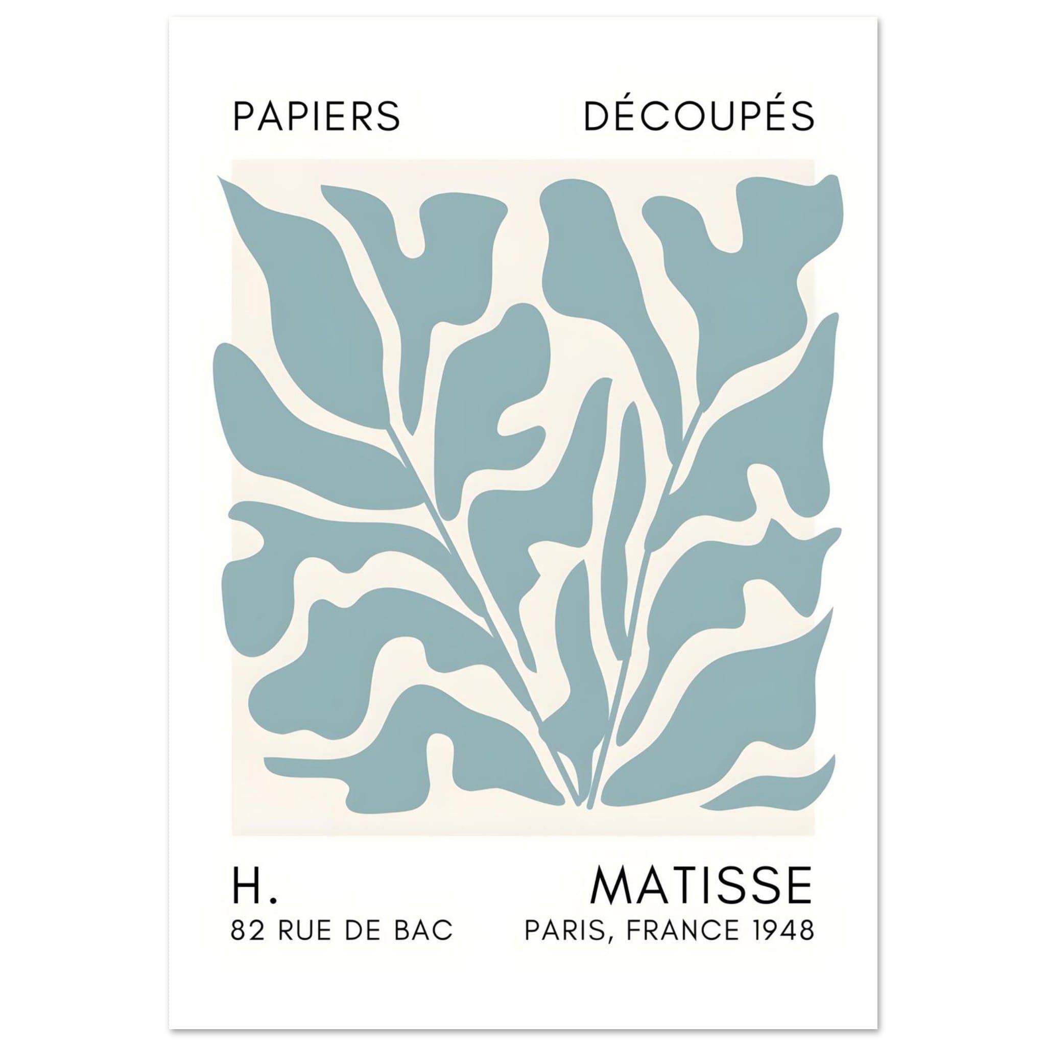 Artfulprints Poster Matisse – Seabed shapes turquoise  - 70x100 cm - Turquoise